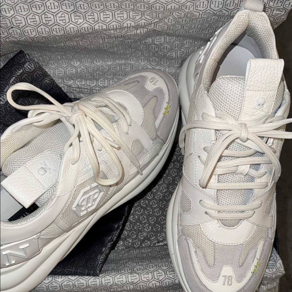 PHILIPP PLEIN Off-White Cream Chunky Sneakers